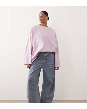 ARRANGE Curve Cotton Oversized Long Sleeve T-shirt - Pink