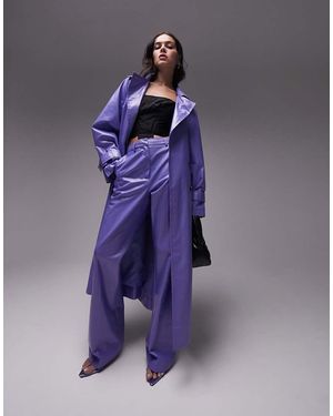 TOPSHOP Pantaloni Sartoriali Dritti Spalmati Lilla - Viola
