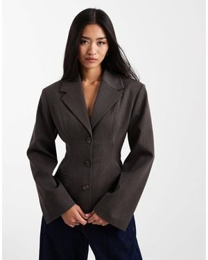 ASOS Blazer cintrée structuré - anthracite - Noir