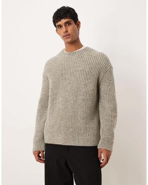ARKET Chunky Wool Ribbed Crew Neck Sweater - Natural