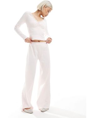 Miss Selfridge Pantalon d'ensemble ample en maille pointelle - Blanc
