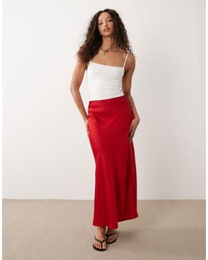 Vila Satin Maxi Skirt - Red