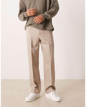 ASOS Wide Leg Dress Trousers - Natural