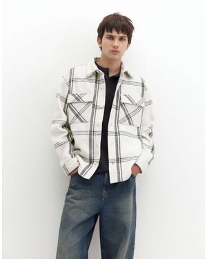 Pull&Bear Karierte overshirt mit langen ärmeln - Blau