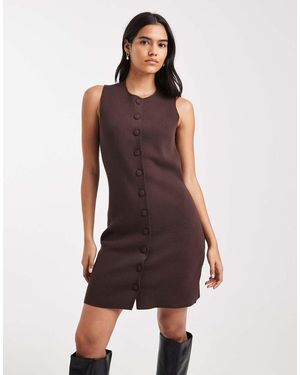 Vero Moda Knitted Mini Dress With Covered Buttons - Purple