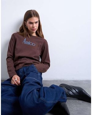 TOPSHOP Amico Graphic Boxy Long Sleeve Tee - Blue