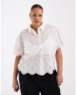 ONLY Pointelle Short Sleeve Shirt - White