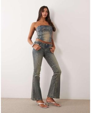 Juicy Couture Moto Studded Low Rise Flare Jean Co-ord - Blue