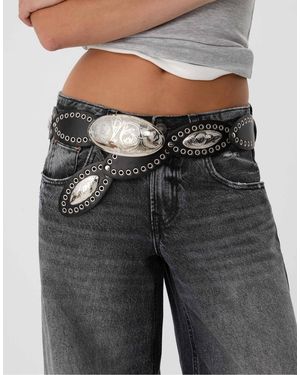 Stradivarius – breiter gürtel - Grau