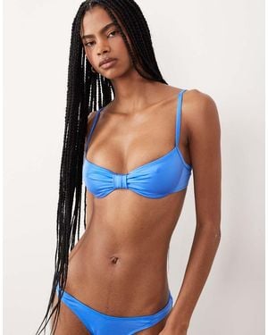 Free Society Underwire Bikini Top With Knot Detail - Blue