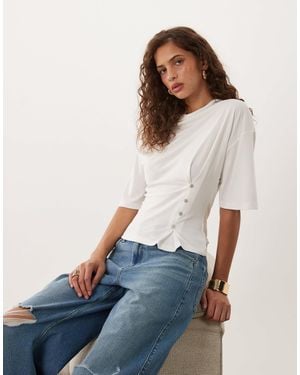 ASOS Button Sinched Waist Cupro T.shirt - Blue