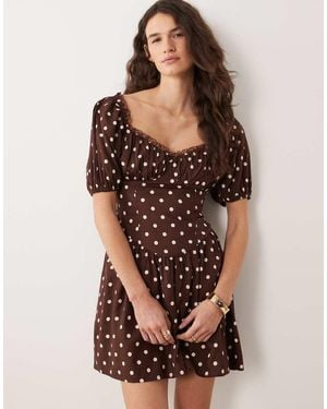 Miss Selfridge Spun Milkmaid Mini Dress - Brown