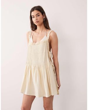 ASOS Daisy Pleated Lace Beach Sundress - Natural