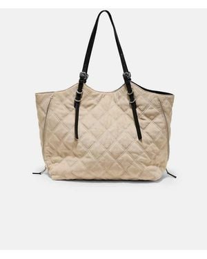 Stradivarius Padded Faux Suede Shoulder Shopper Bag - Natural