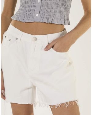 Glamorous Frayed Hem Denim Shorts - Natural
