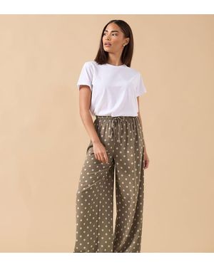 PixieGirl Petite Spot Wide Leg Trousers - Natural
