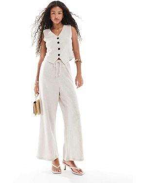 ONLY Textured Wide Leg Tailored Trousers Co-ord - White