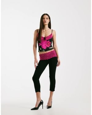 I.AM.GIA Adella Super Soft Jersey Contrast Lace Trim Capri Trouser Co-Ord - Red