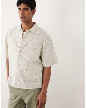 ASOS Boxy Oversized Check Shirt - Natural