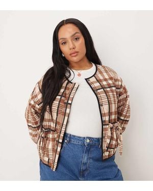 ASOS Asos Design Curve Quilted Jacket With Bow Pocket Detail - Brown