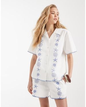 Santa Cruz Reef Short Sleeve Revere Collar Shirt - White