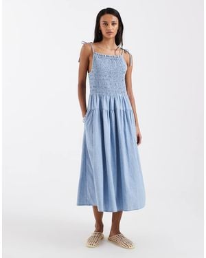 Levi's Shirred Midi Sundress - Blue