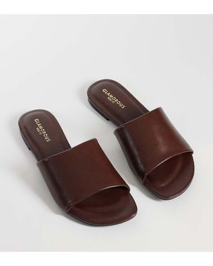 Glamorous Sandali Color Cioccolato A Pianta Larga - Marrone