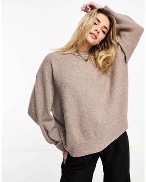 Pull&Bear Crew Neck Soft Knitted Jumper - Natural