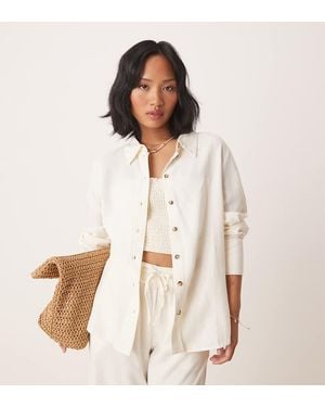 JDY Petite Relaxed Linen Shirt Co-Ord - White