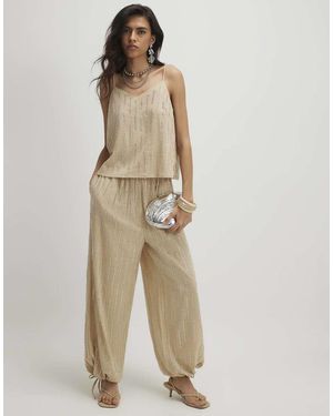 River Island Embellished Balloon Leg Trousers - Natural