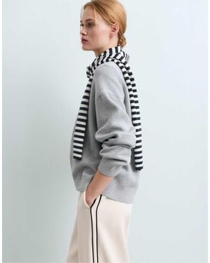 Oysho Striped Knit Scarf - White