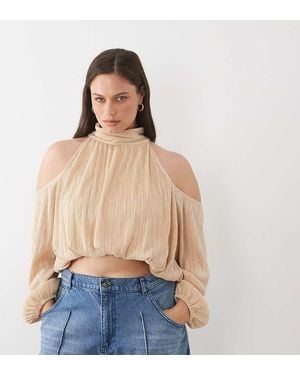 ASOS Asos Design Curve Cold Shoulder Plisse Bubble Top - Blue