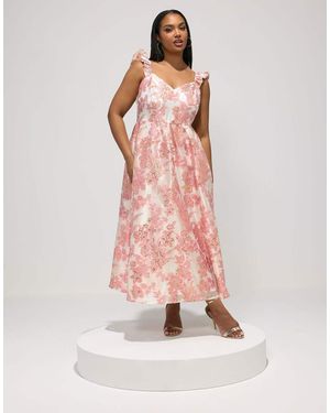 Yours Clothing Floral Jacquard Maxi Dress - Pink
