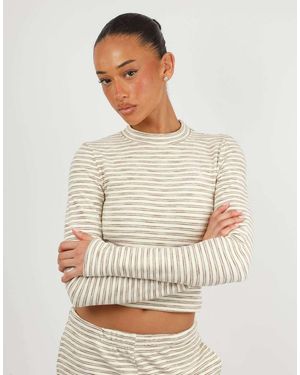 SIMMI Soft Stripe Long Sleeve Top - White