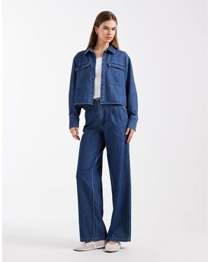 Vero Moda Vaqueros Azul Medio De Pernera Ancha Con Pinzas Delanteras Rae De (Parte De Un Conjunto)