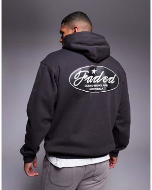 Faded Store Sudadera Con Capucha Y Logo De Texto En Contraste En La Espalda De -Negro - Gris