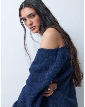 Monki Jersey De Punto Con Cuello De Pico En - Azul
