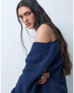 Monki Knitted V-neck Jumper - Blue