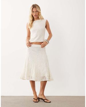 Mango Marta Kanten Midi-Rok Co-Ord - Naturel