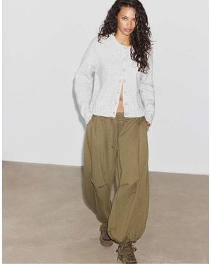 Stradivarius Oversize Knit Cardigan - Grey