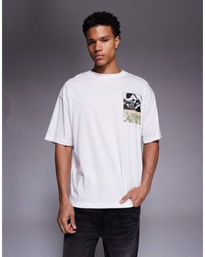 ASOS Oversized T-shirt With Chest And Spine Graphics - White