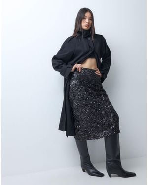 ASOS Sequin Midi Skirt - Blue