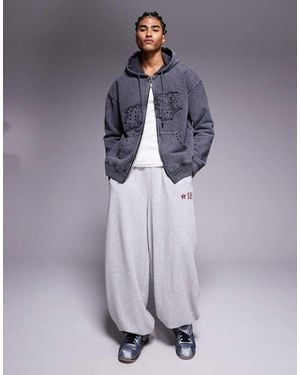 Liquor N Poker Applique Patch And Stud Logo Oversized Hoodie - Blue