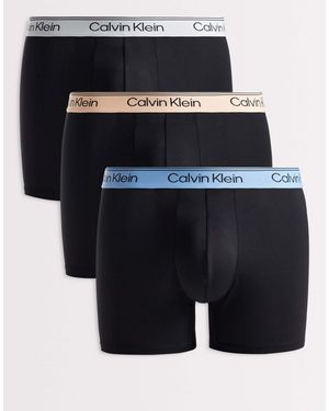 Calvin Klein Microfibre Stretch 3 Pack Boxer Briefs - Blue