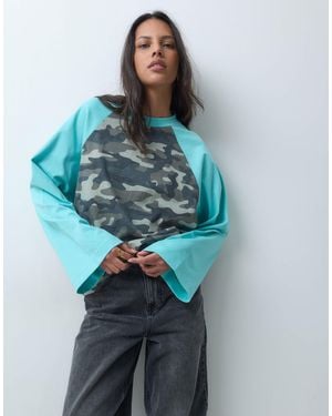 ASOS Aqua Blue Raglan Sleeve Sleeve Top