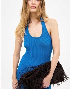 NA-KD Knitted Halterneck Maxi Dress - Blue