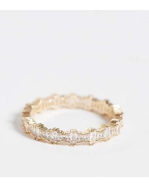 ASOS Asos Design Curve Dainty Ring With Cubic Zirconia Stones - Natural