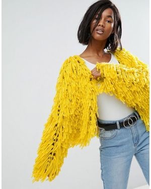 PrettyLittleThing Shaggy Cardigan - Yellow
