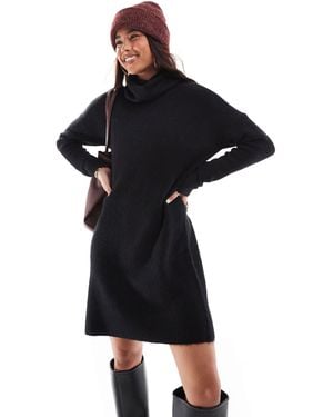 ONLY Roll Neck Knitted Mini Sweater Dress - Black