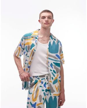 Parlez – antigua – hemd mit em pinselstrich-print, kombiteil - Blau